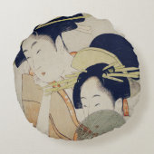 時代を超越したエレガンス:ヴィンテージ日本の芸者アート ラウンドクッション (裏面)