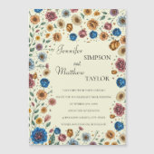 時代を超越したエレガンス:押し花を結婚式に マグネット招待状 (正面)