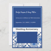 時代を超越したギリシャの青と白結婚の記念日 招待状 (正面)