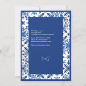 時代を超越したギリシャの青と白結婚の記念日 招待状 (裏面)
