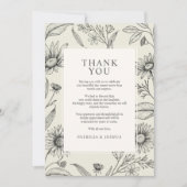 時代を超越したデイジー結婚ワイルドフラワー サンキューカード (正面)