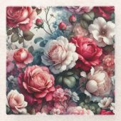 時代を超越したバラフローラチャーム ガラスコースター (正面)