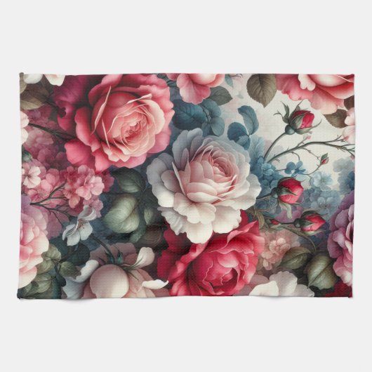 時代を超越したバラフローラチャーム キッチンタオル (横)