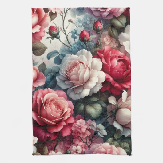 時代を超越したバラフローラチャーム キッチンタオル (縦)