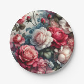 時代を超越したバラフローラチャーム ペーパープレート (正面)