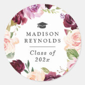 時代を超越したフローラリースの卒業祝い ラウンドシール (正面)