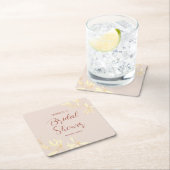 時代を超越したフローラ素朴ブライダルシャワー スクエアペーパーコースター (インサイチュ)