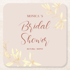 時代を超越したフローラ素朴ブライダルシャワー スクエアペーパーコースター