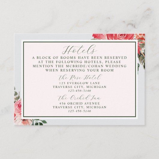 時代を超越したフローラ赤面赤結婚緑 エンクロージャーカード (正面)