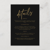 時代を超越したブラックと金ゴールド結婚の エンクロージャーカード (正面)