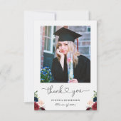 時代を超越したブルゴーニュ花模様大学院写真 サンキューカード (正面)