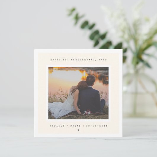 時代を超越したミニマル結婚リスト1周年記念 カード (スタンド正面)