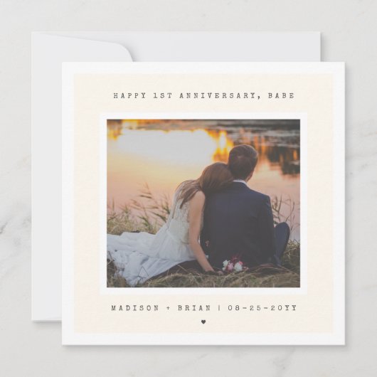 時代を超越したミニマル結婚リスト1周年記念 カード (正面)