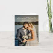 時代を超越したモノクロ写真エレガントな結婚式 サンキューカード (正面)