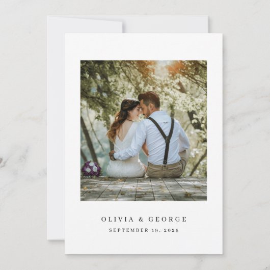 時代を超越したユーカリの緑が日付カードを保存 セーブザデート (裏面)