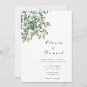 時代を超越したユーカリプスグリーン結婚式招待状 招待状 (正面)