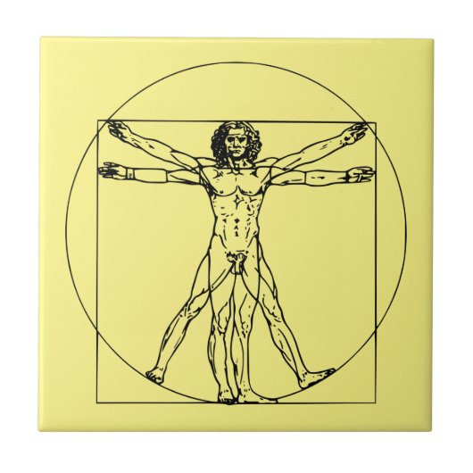 時代を超越したレオナルド・ダ・ヴィンチのアートワークVitruvian Man タイル (正面)