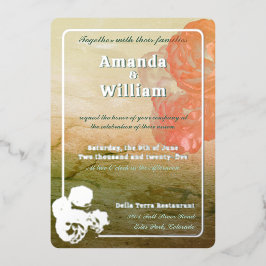 時代を超越したロマンチックな絶妙結婚な 箔招待状