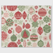 時代を超越したヴィンテージクリスマスオーナメントパターン ラッピングペーパー (フラット)