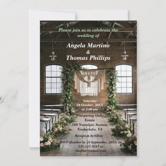 時代を超越したヴィンテージ結婚式 招待状 (正面)