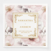 時代を超越した埃っぽいピンクアイボリーフローラ紙ナプキン (正面)