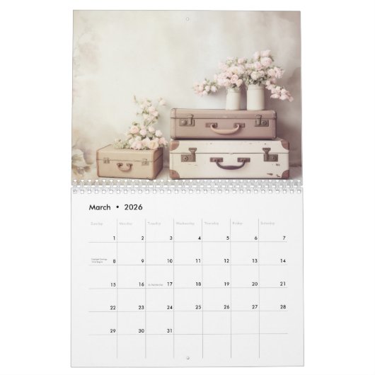 時代を超越した宝物 – ヴィンテージエレガンス カレンダー (3月 2026)