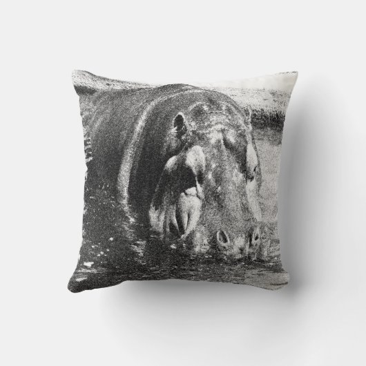 **「時代を超越した強さ:ザラメ黒と白のカバ クッション (裏面)