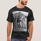 **「時代を超越した強さ:ザラメ黒と白のカバ Tシャツ (正面)