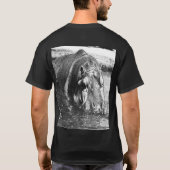 **「時代を超越した強さ:ザラメ黒と白のカバ Tシャツ (裏面)