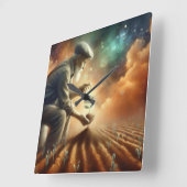 「時代を超越した成長」ウォールクロック スクエア壁時計 (傾斜)