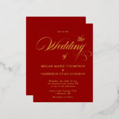 時代を超越した書道クラシック結婚式招待状 箔招待状ポストカード (正面/裏面)