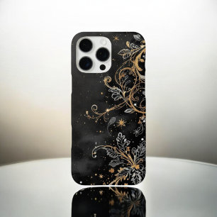 時代を超越した植物:金ゴールド葉の装飾 iPhone 16 PRO MAXケース