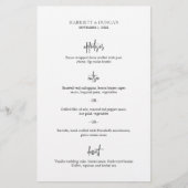 時代を超越した白黒エレガントなウェディングメニュー (正面)