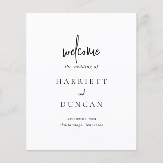 時代を超越した白黒エレガントな結婚式プログラム (正面)