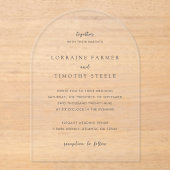 時代を超越した白黒エレガントな結婚式 アクリル招待状 (正面)