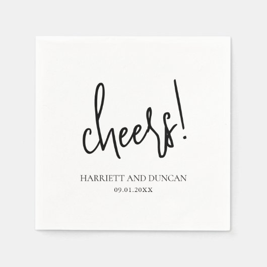 時代を超越した白黒エレガントな結婚式 スタンダードカクテルナプキン (正面)