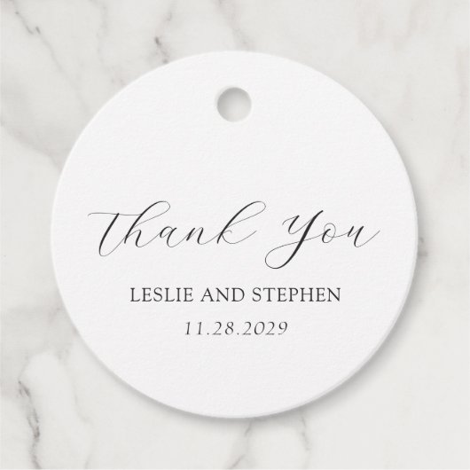 時代を超越した白黒エレガントな結婚式 フェイバータグ (正面)