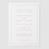 時代を超越した白黒エレガントな結婚式 ベラム紙招待状 (正面)