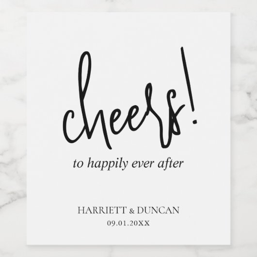 時代を超越した白黒エレガントな結婚式 ワインラベル (シングルラベル)