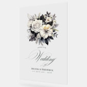 時代を超越した白黒フローラ結婚の歓迎 アクリルサイン (傾斜)
