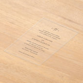 時代を超越した白黒モノグラムエレガントな結婚式 アクリル招待状 (レイダウン)