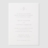 時代を超越した白黒モノグラムエレガントな結婚式 ベラム紙招待状 (正面)