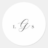 時代を超越した白黒モノグラムエレガントな結婚式 ラウンドシール (正面)