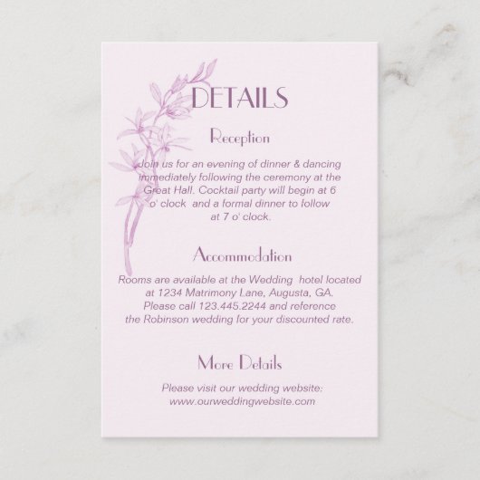 時代を超越した花モノグラム結婚の詳細の囲い エンクロージャーカード (正面)