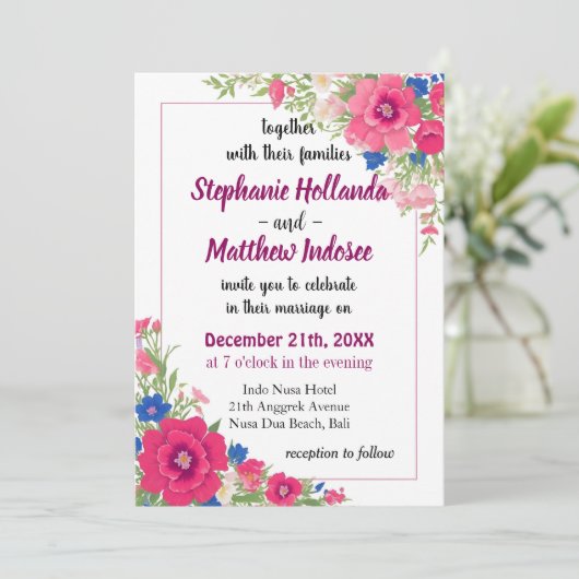 時代を超越した象徴フォックスグローブ結婚のお祝い 招待状 (スタンド正面)