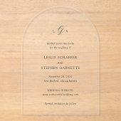 時代を超越した黒と白の結婚式の日付を保存 アクリル招待状 (正面)