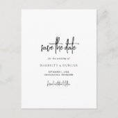 時代を超越した黒と白の結婚式の日付を保存 案内ポストカード (正面)