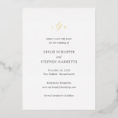 時代を超越した黒と白の結婚式の日付を保存 箔招待状 (正面)