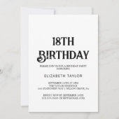 時代を超越した黒書道18誕生日 招待状 (正面)