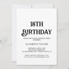 時代を超越した黒書道18誕生日 招待状